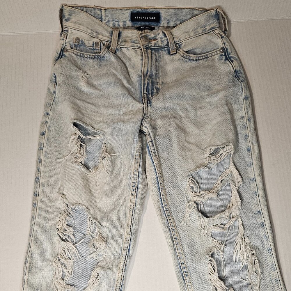 Aeropostale Jeans, whitewashed distressed denim, Size O - Picture 4 of 10